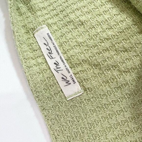 Free People Shirt Womens Small Waffle Knit long Sleeve Green Oversized Tunic - Picture 4 of 10